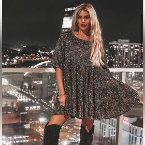 Black colorshift sequin dress